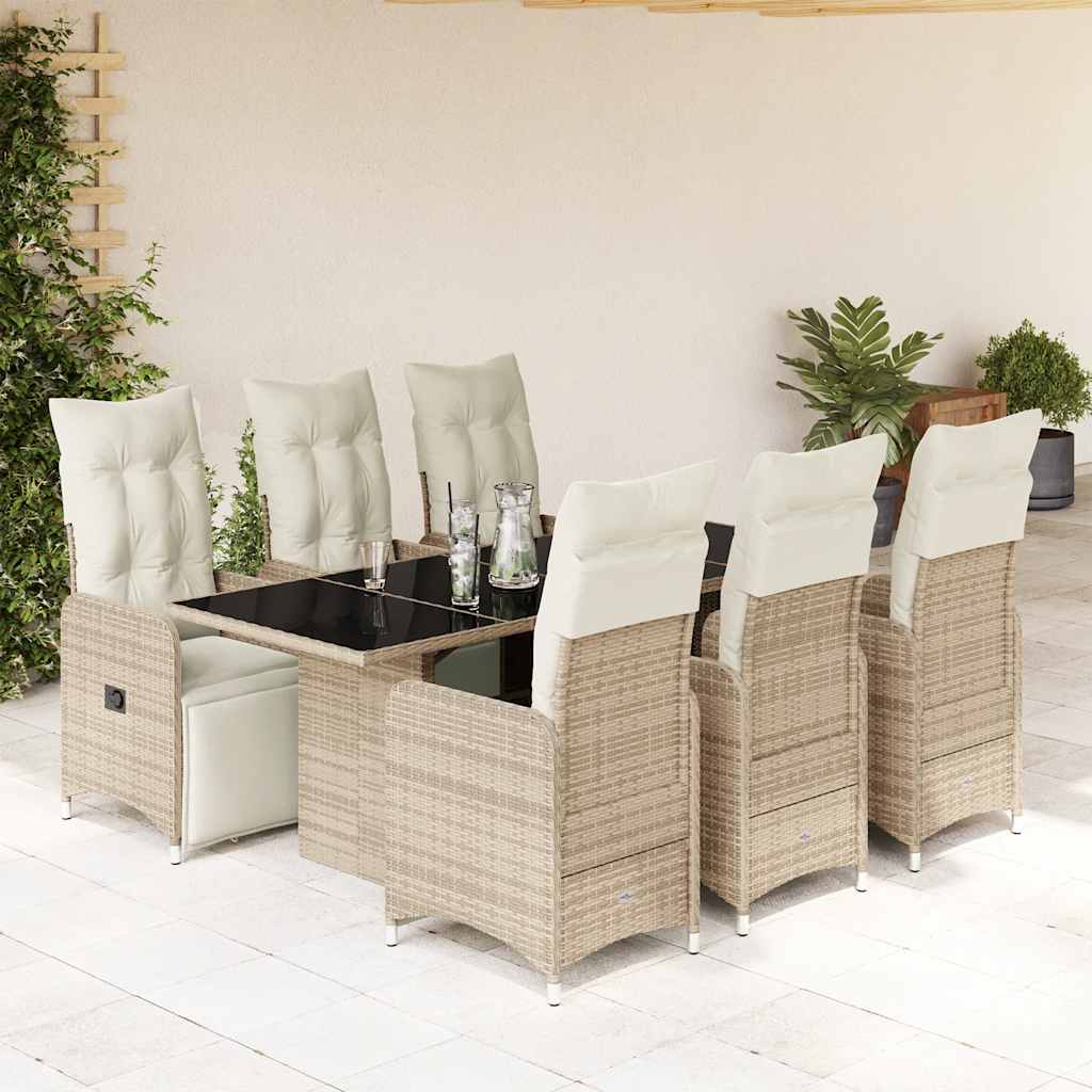 7-dijelni vrtni bistro set od poliratana s jastucima smeđi
