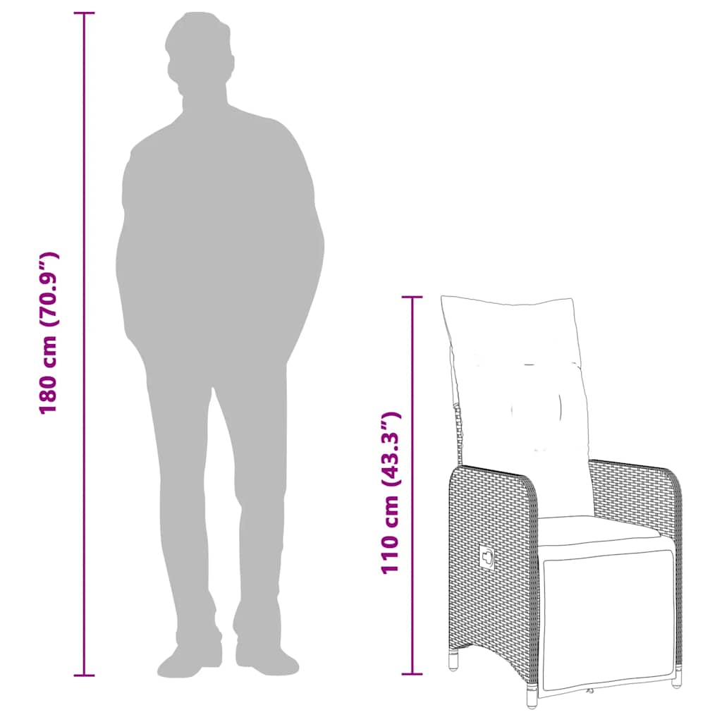 9-dijelni vrtni bistro set od poliratana s jastucima smeđi