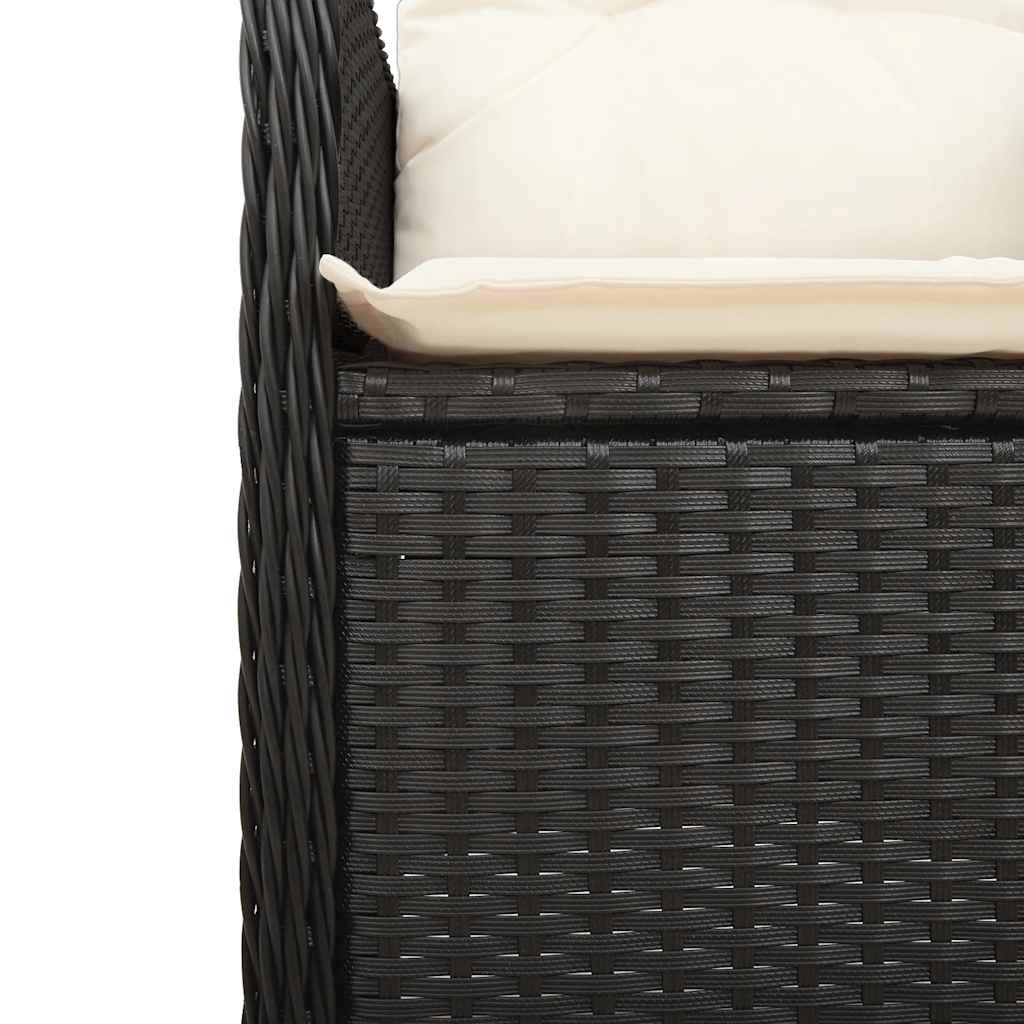 9-dijelni vrtni bistro set od poliratana s jastucima crni