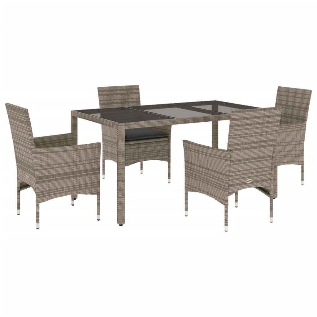 5-dijelni vrtni blagovaonski set s jastucima poliratan i staklo