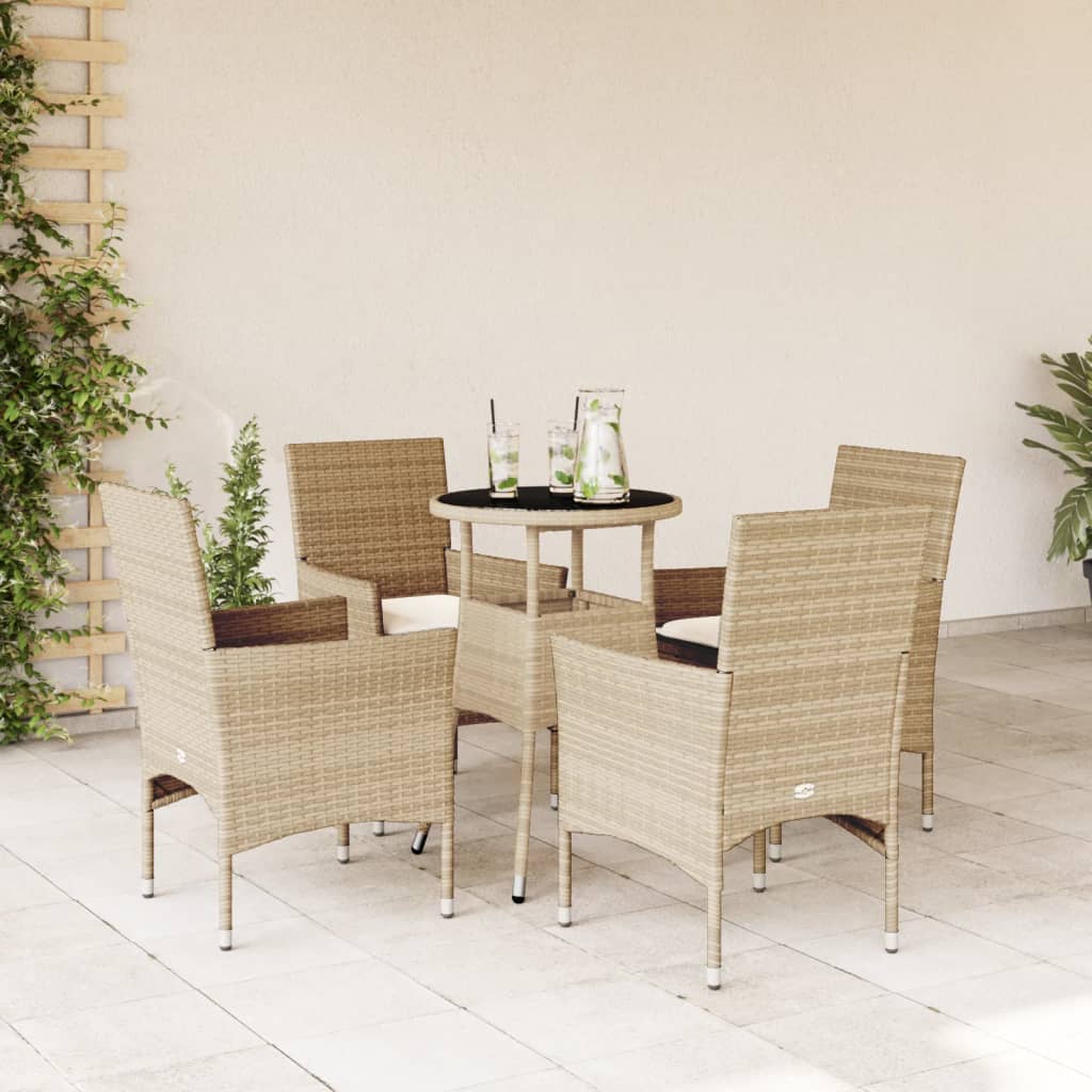 5-dijelni vrtni blagovaonski set s jastucima poliratan i staklo