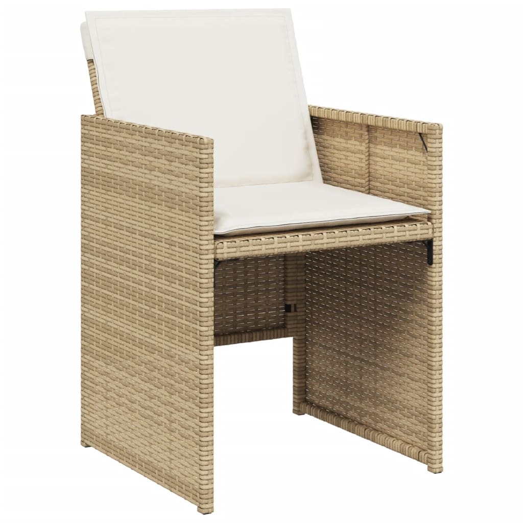 17-dijelni vrtni blagovaonski set od poliratana s jastucima bež