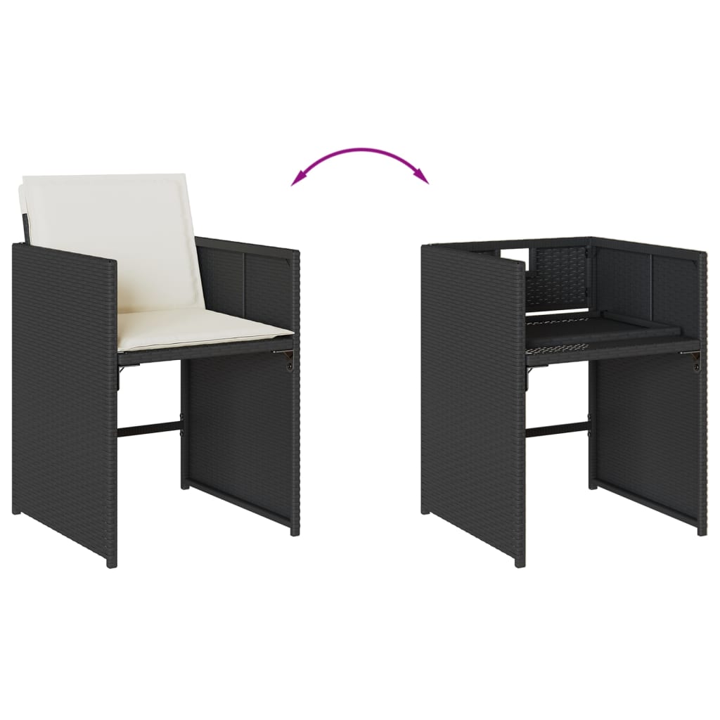 15-dijelni vrtni blagovaonski set s jastucima poliratan crni