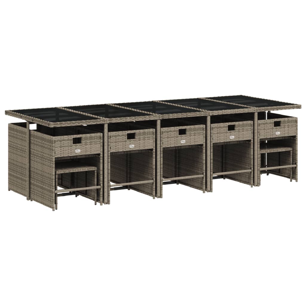 15-dijelni vrtni blagovaonski set s jastucima sivi poliratan