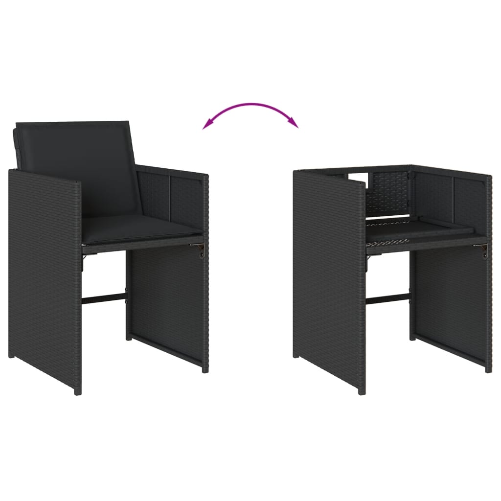 17-dijelni vrtni blagovaonski set s jastucima poliratan crni