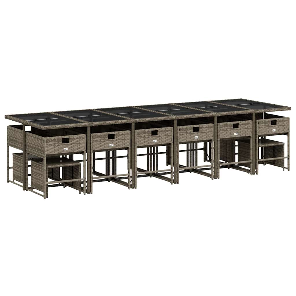 17-dijelni vrtni blagovaonski set s jastucima poliratan sivi