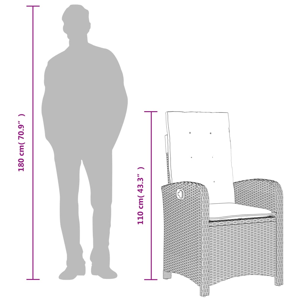 4-dijelni vrtni blagovaonski set od poliratana s jastucima bež