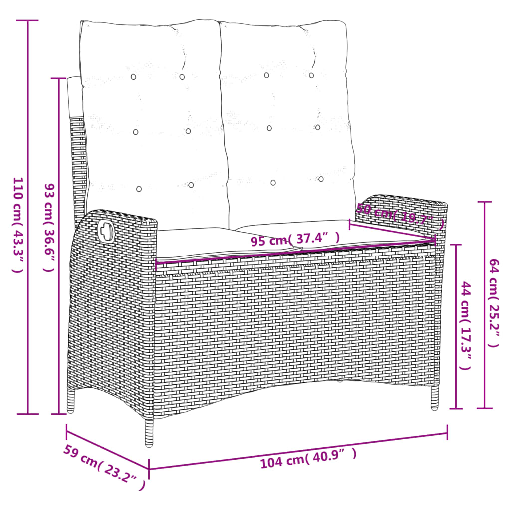 4-dijelna vrtna garnitura od poliratana s jastucima siva