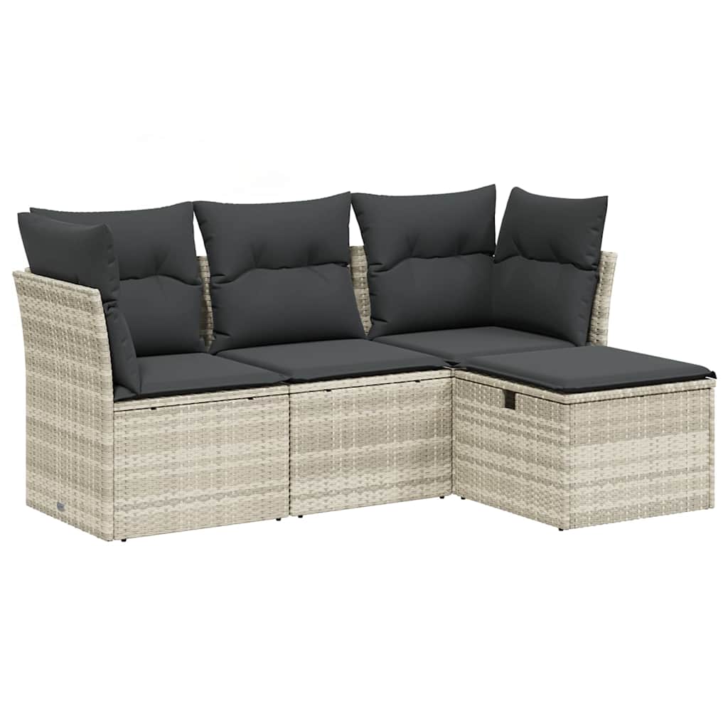 4-dijelni set vrtnih sofa s jastucima svijetlosivi poliratan