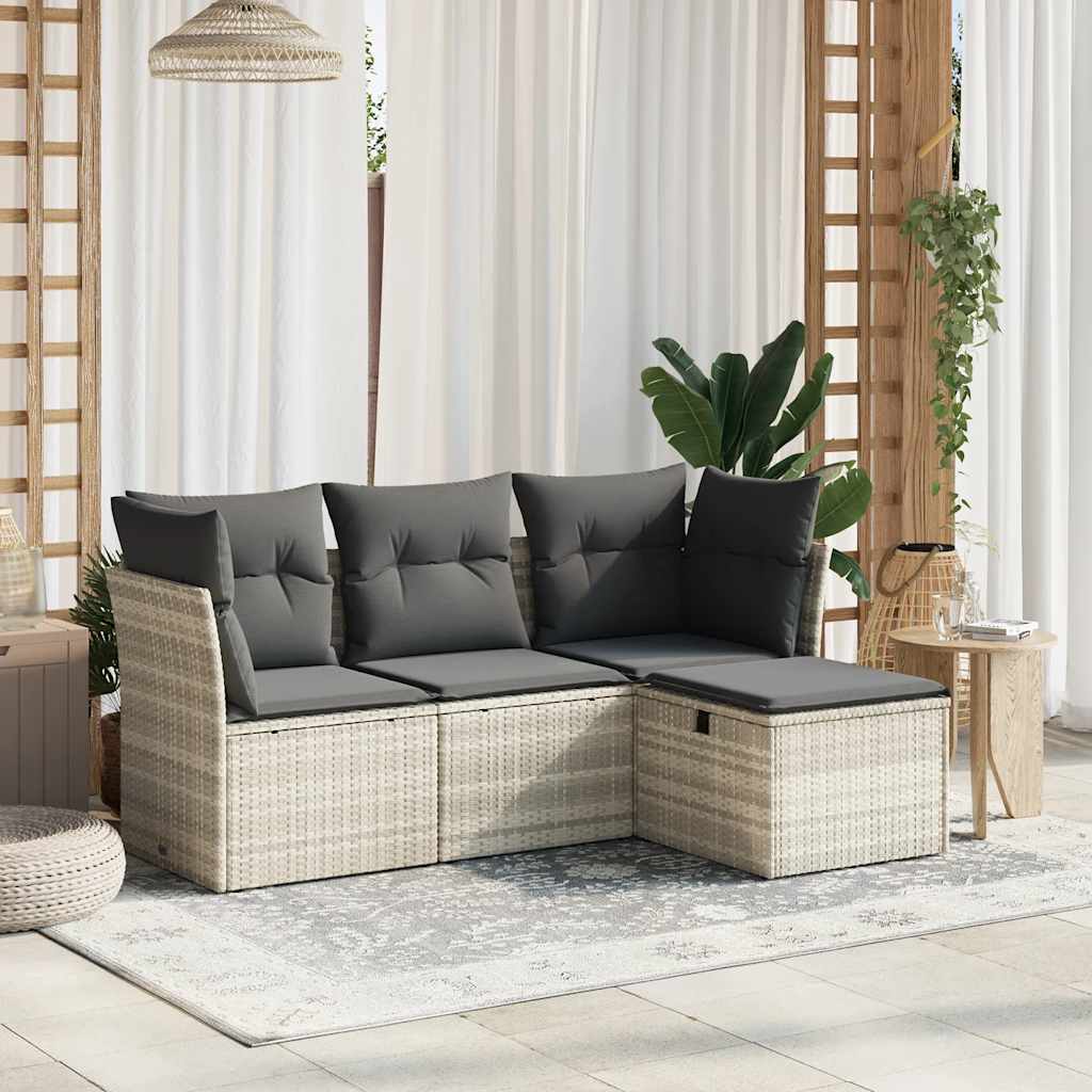 4-dijelni set vrtnih sofa s jastucima svijetlosivi poliratan