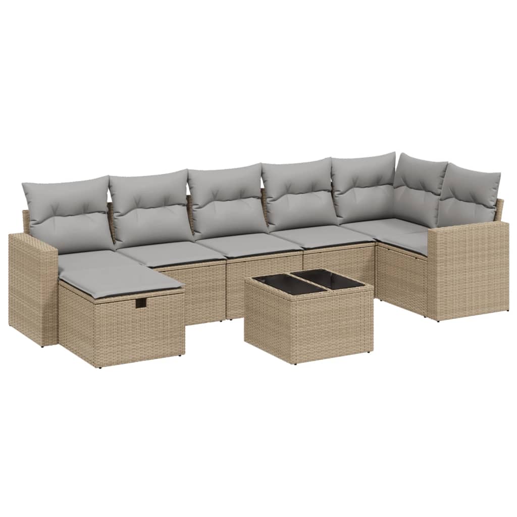 8-dijelni set vrtnih sofa s jastucima bež od poliratana