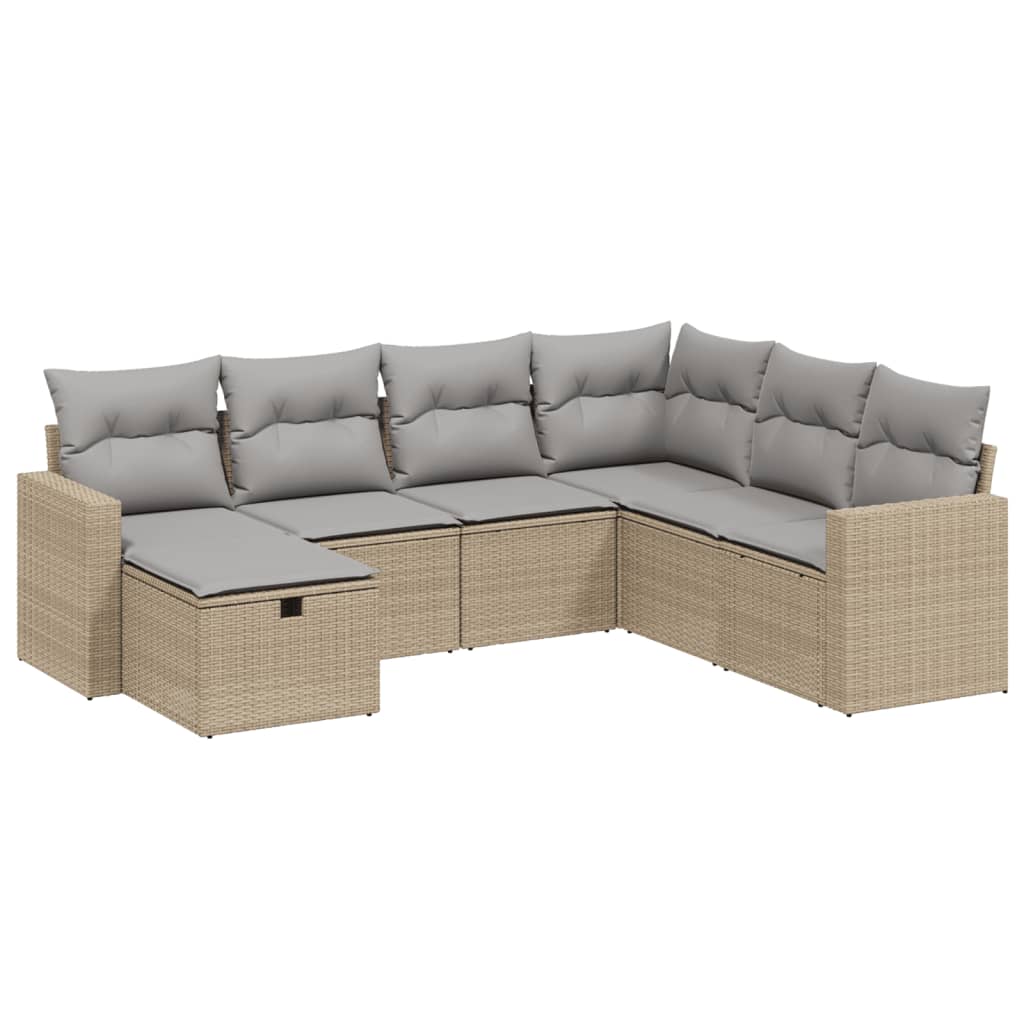7-dijelni set vrtnih sofa s jastucima bež od poliratana