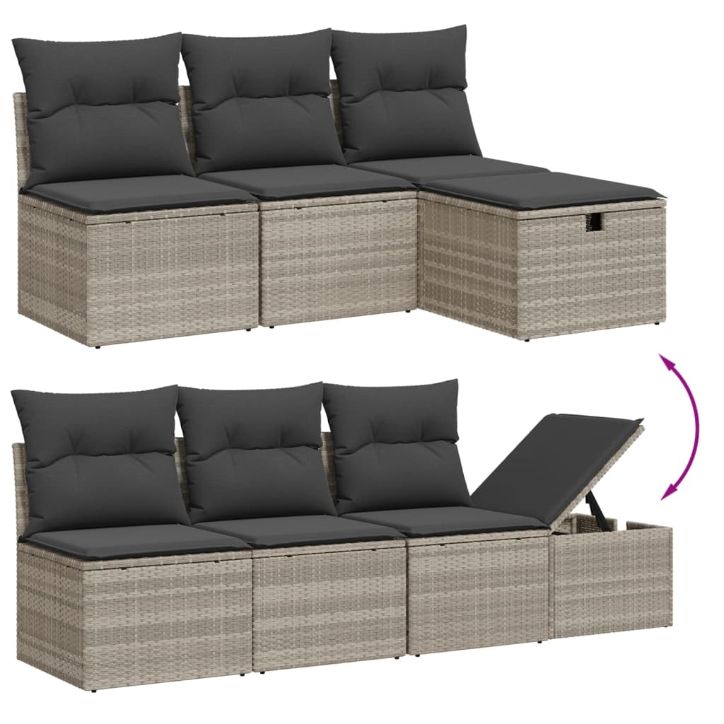 9-dijelni set vrtnih sofa od poliratana s jastucima svjetlosivi