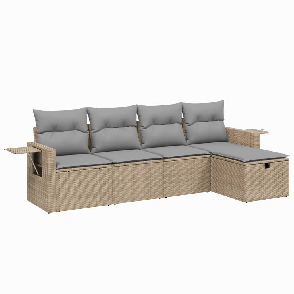 5-dijelni set vrtnih sofa s jastucima bež od poliratana