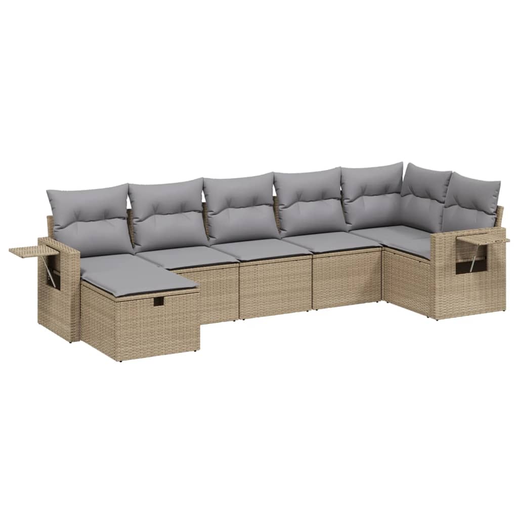 7-dijelni set vrtnih sofa s jastucima bež od poliratana