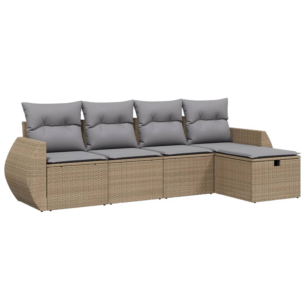 5-dijelni set vrtnih sofa s jastucima bež od poliratana