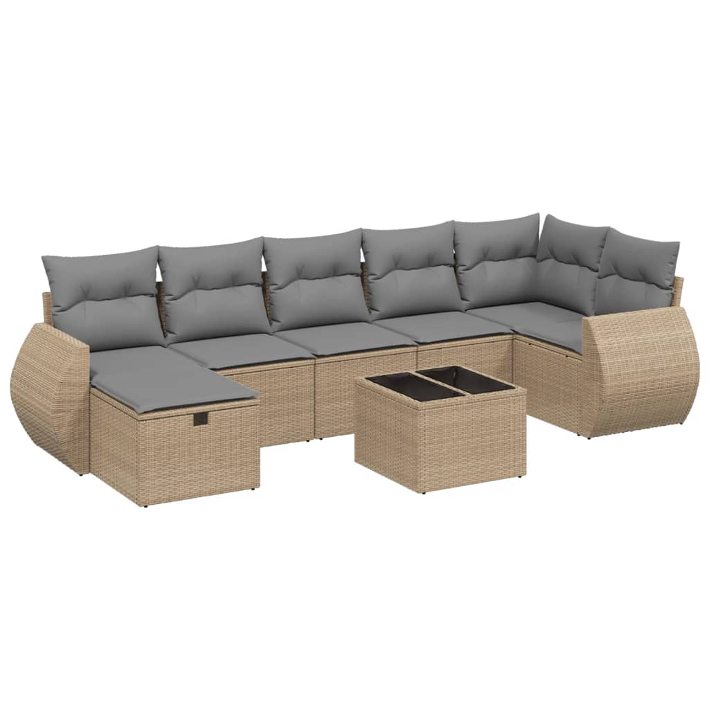 8-dijelni set vrtnih sofa s jastucima bež od poliratana