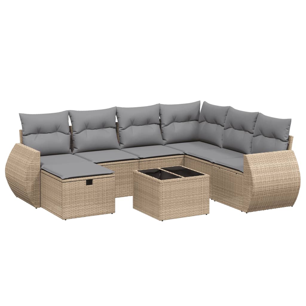 8-dijelni set vrtnih sofa s jastucima bež od poliratana