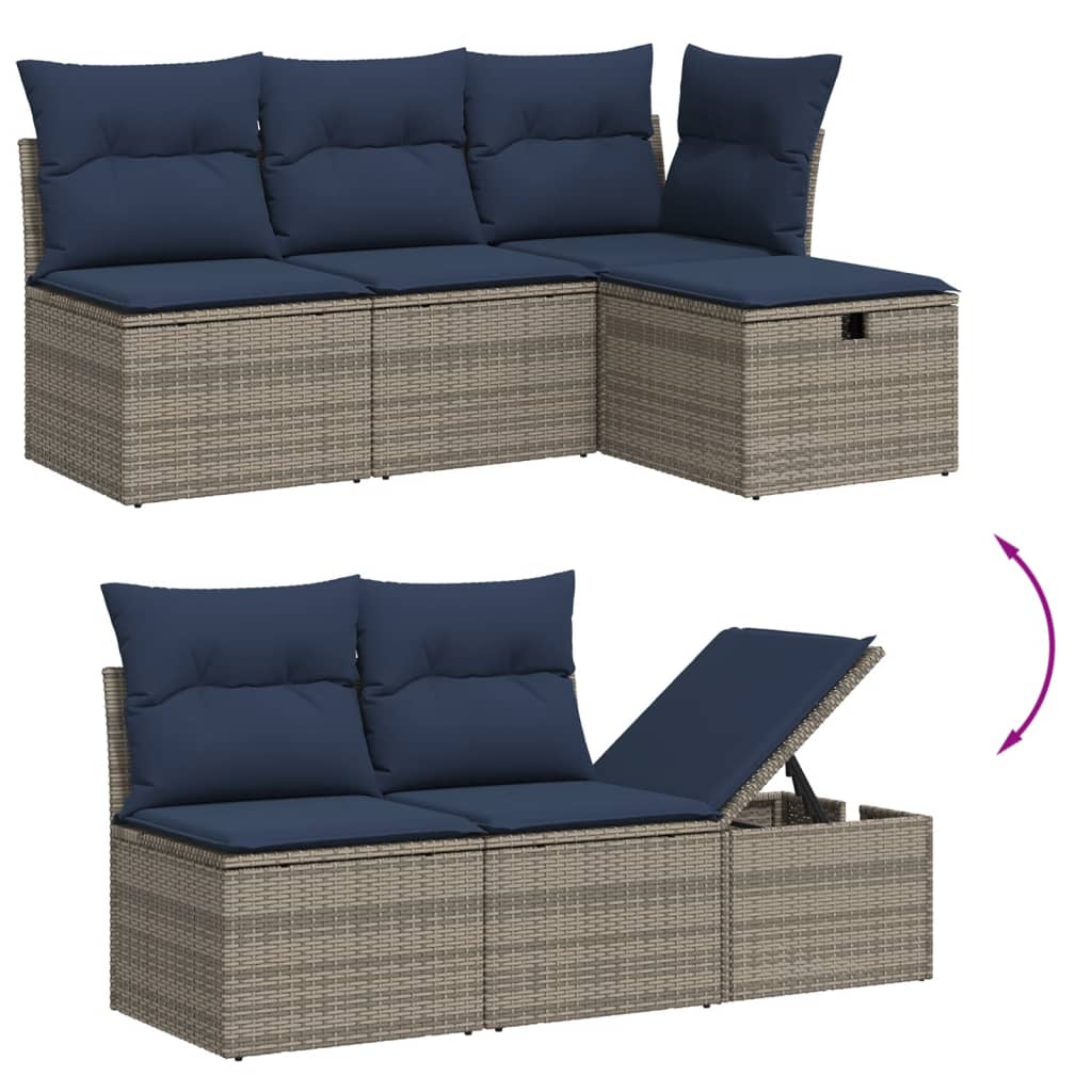 6-dijelni set vrtnih sofa od poliratana s jastucima sivi