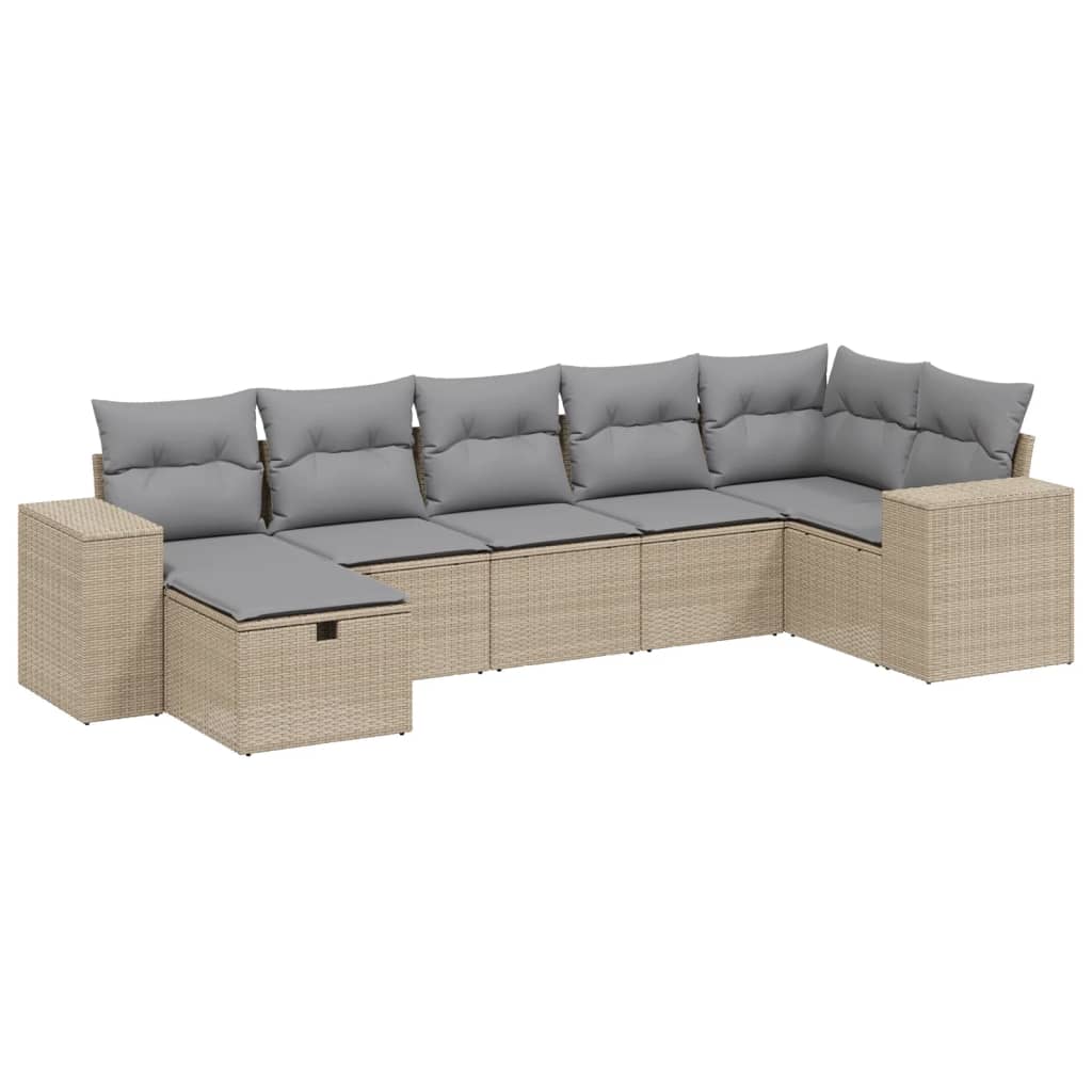7-dijelni set vrtnih sofa s jastucima bež od poliratana