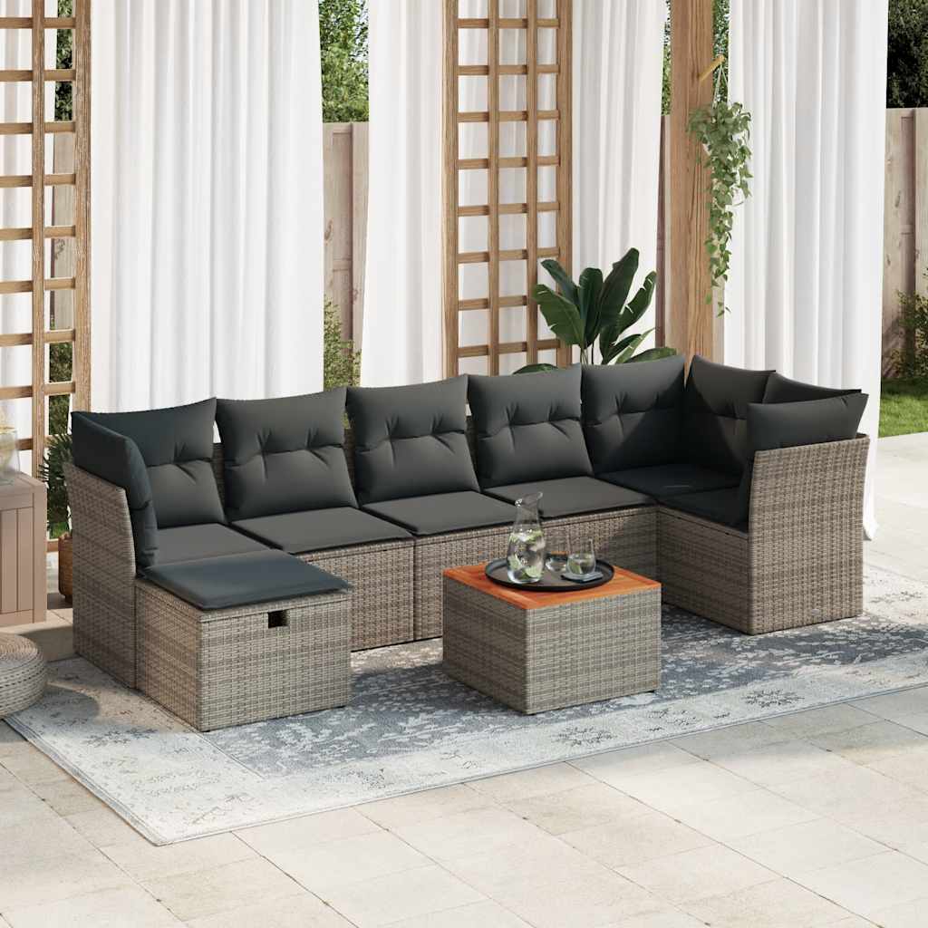 8-dijelni set vrtnih sofa od poliratana s jastucima sivi