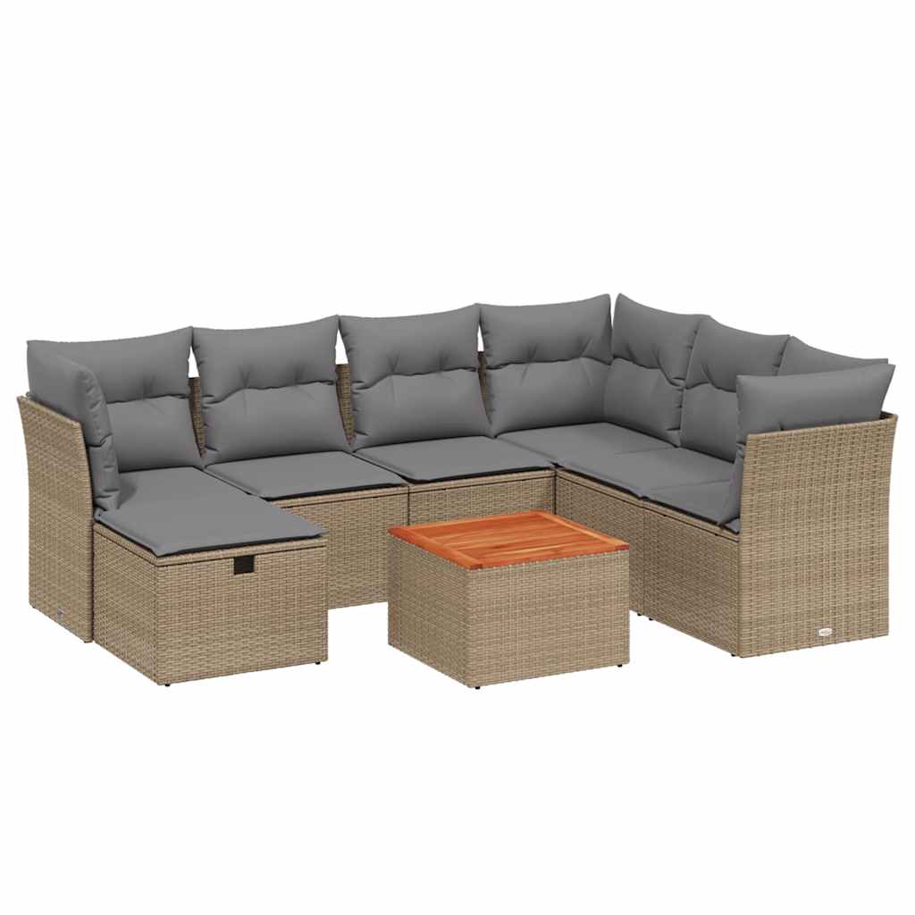 8-dijelni set vrtnih sofa s jastucima bež od poliratana