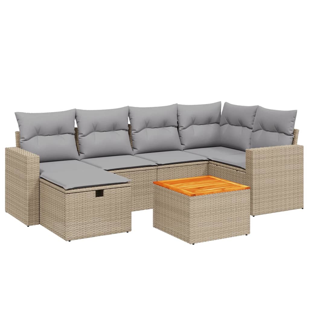 7-dijelni set vrtnih sofa s jastucima bež od poliratana
