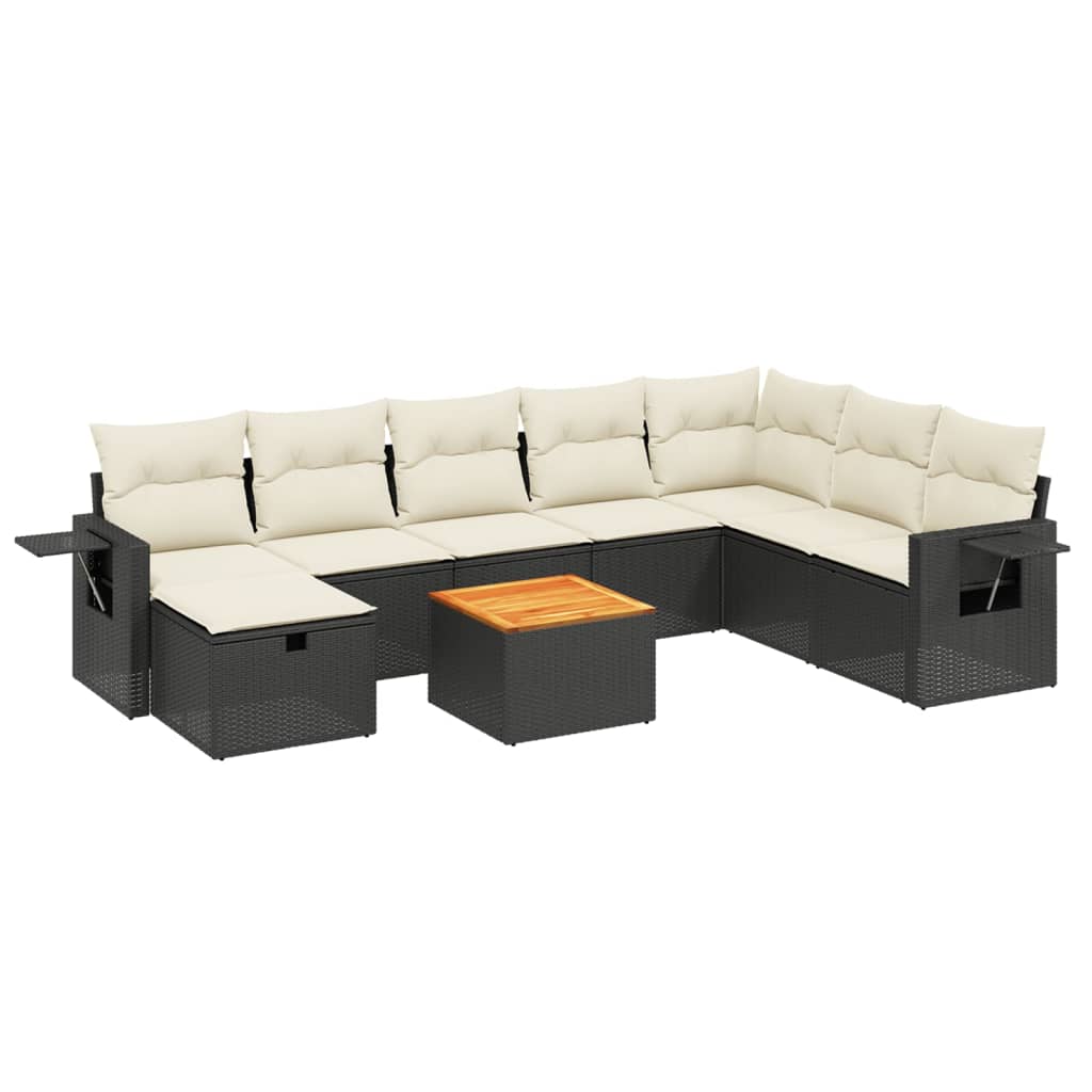 9-dijelni set vrtnih sofa s jastucima crni od poliratana