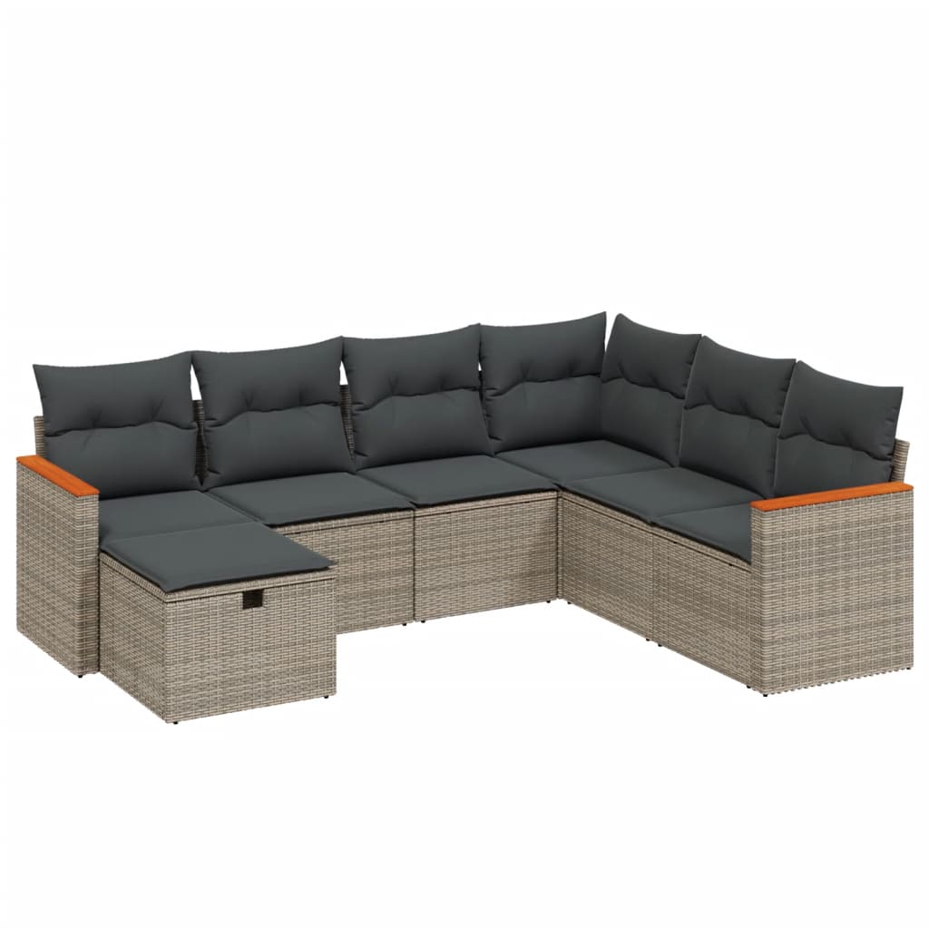 7-dijelni set vrtnih sofa sivi od poliratana