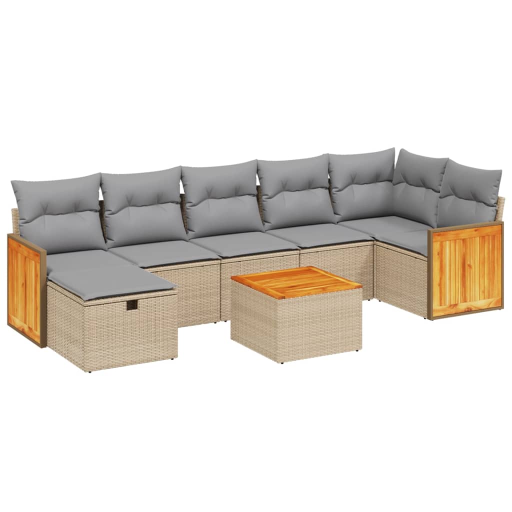 8-dijelni set vrtnih sofa s jastucima bež od poliratana