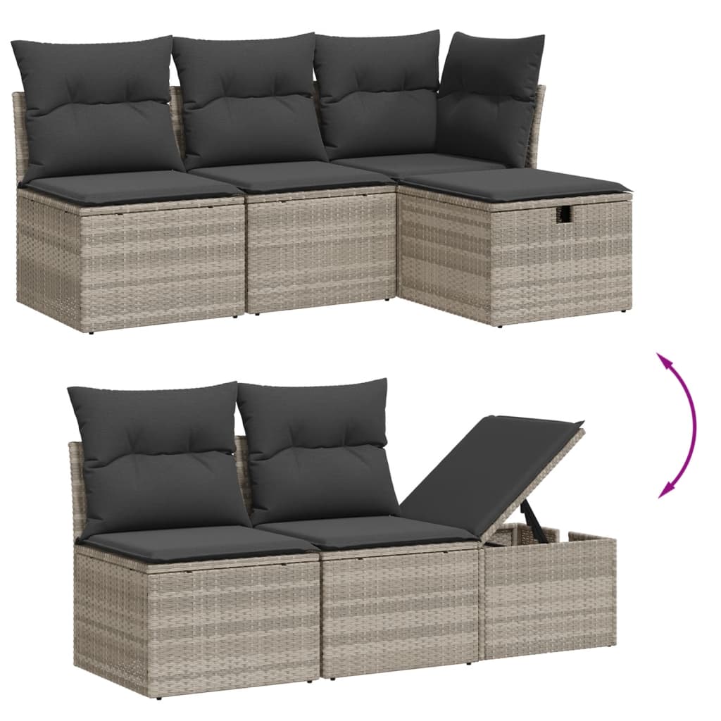 10-dijelni set vrtnih sofa poliratan s jastucima svijetlosivi