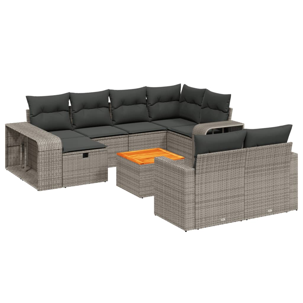 11-dijelni set vrtnih sofa od poliratana s jastucima sivi
