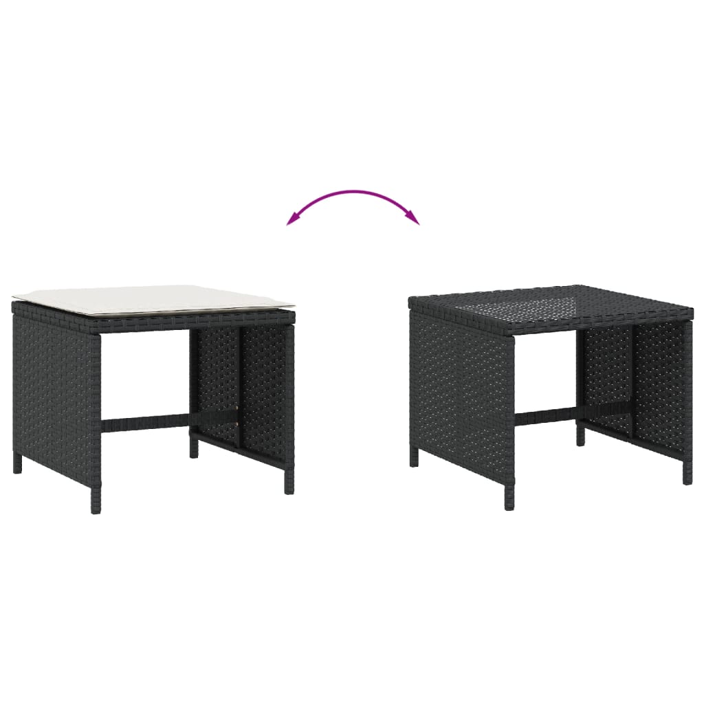 Vrtni stolci s jastucima 4 kom crni 40x40x35 cm od poliratana