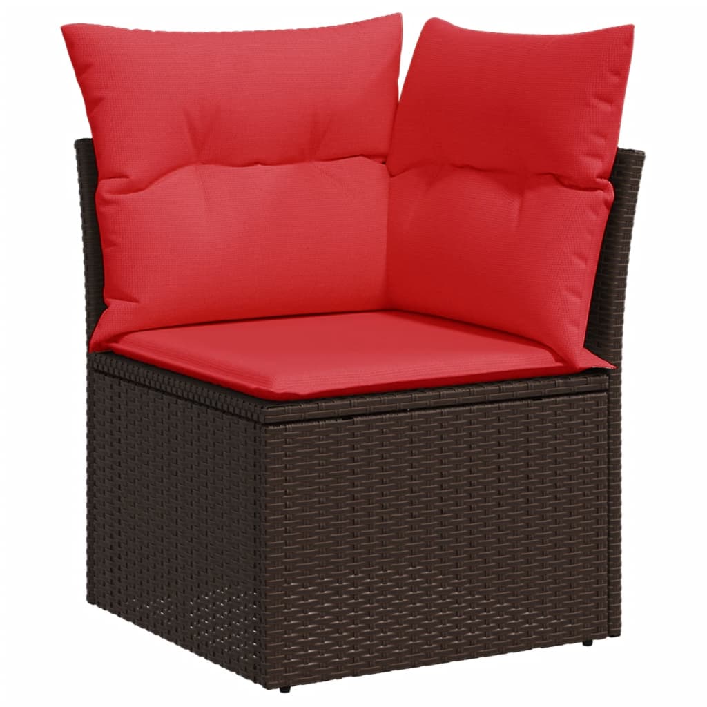 Vrtni set od 8 dijelova s jastucima, smeđi poliratan