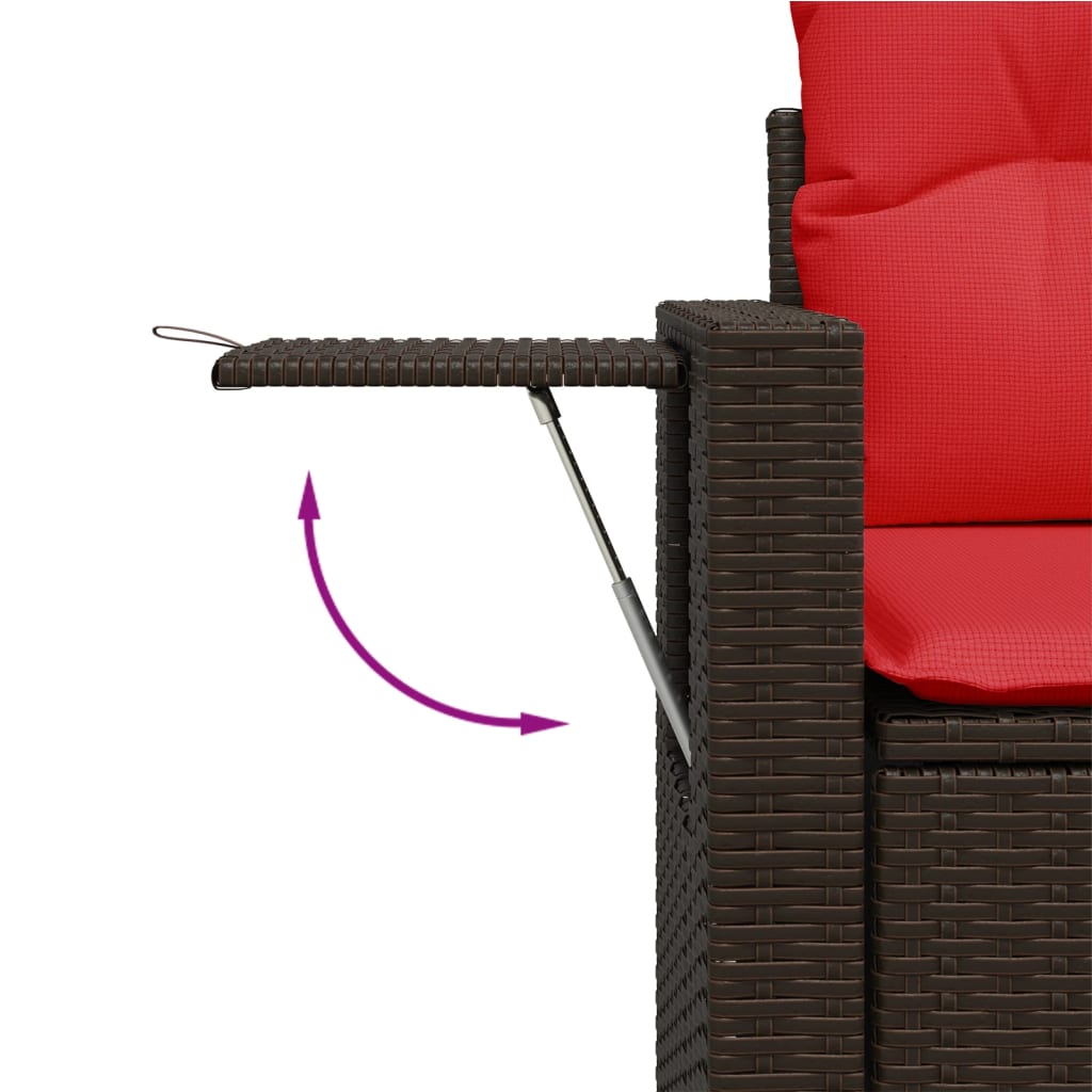 Vrtni set od 8 dijelova s jastucima, smeđi poliratan
