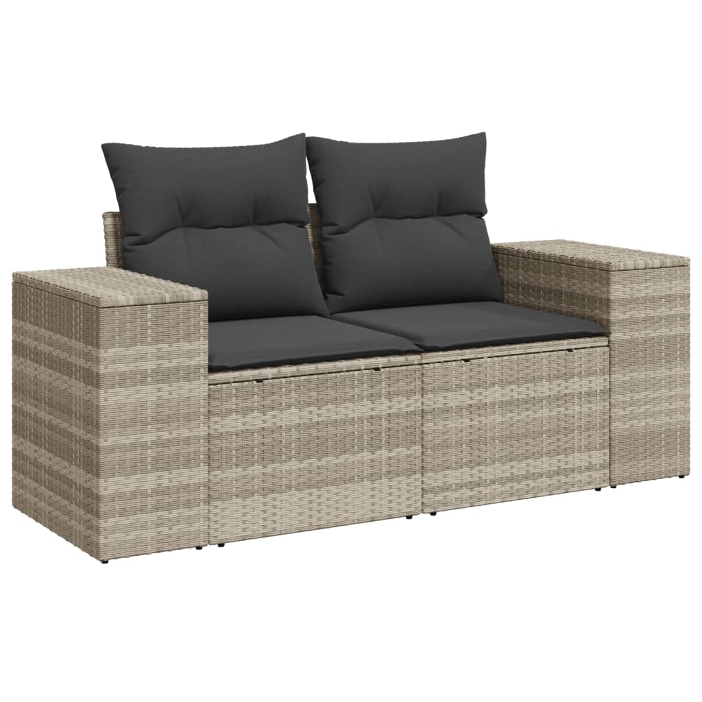 8-dijelni set vrtnih sofa od poliratana s jastucima svjetlosivi
