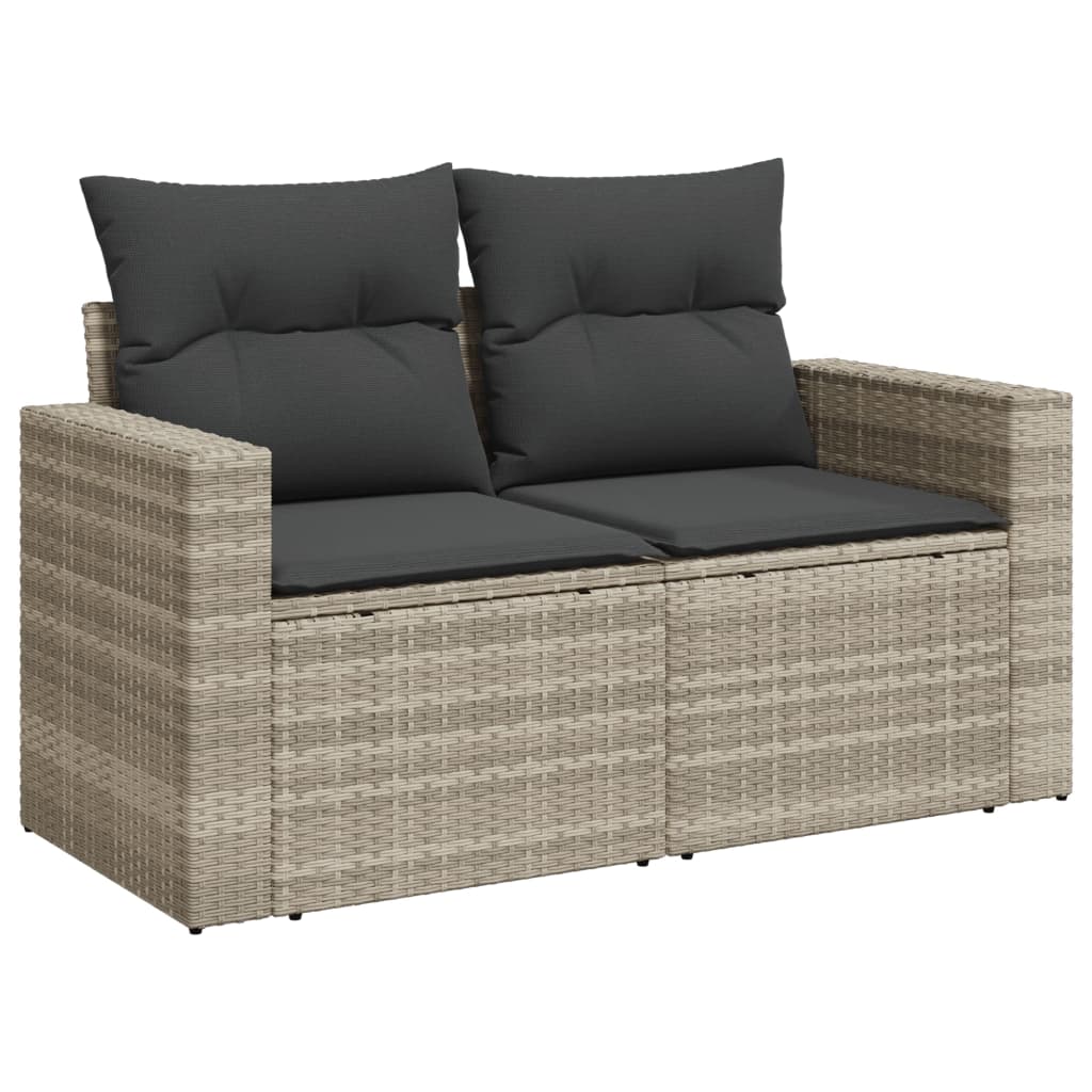 11-dijelni set vrtnih sofa poliratan s jastucima svijetlosivi