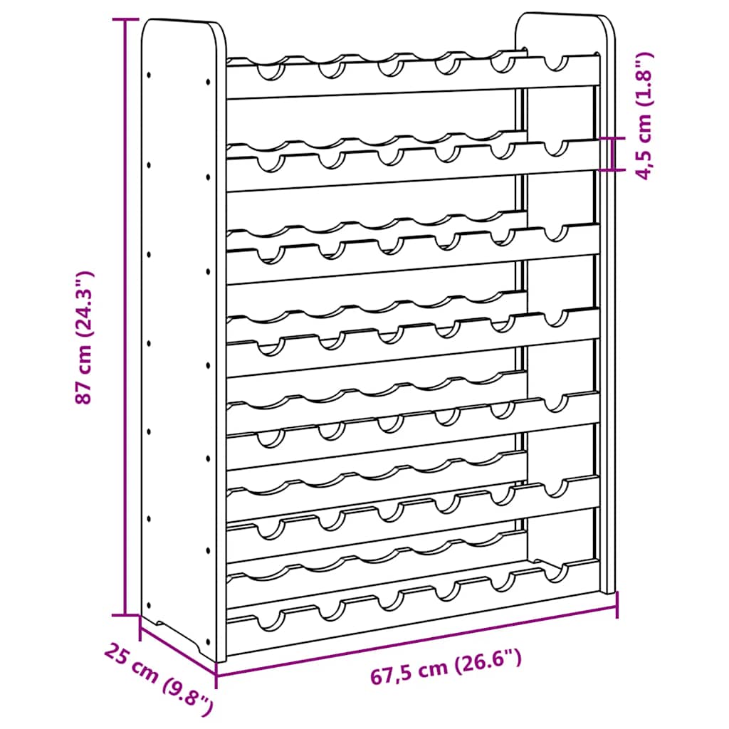 Stalak za vino 67,5x25x87 cm od masivne borovine