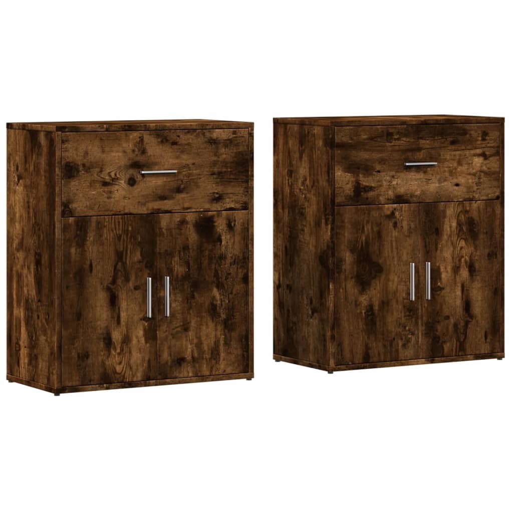 Komoda 2 kom dimljeni hrast 60x31x70 cm od konstruiranog drva