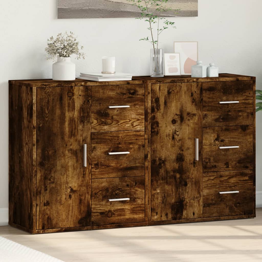 Komoda 2 kom dimljeni hrast 60x31x70 cm od konstruiranog drva