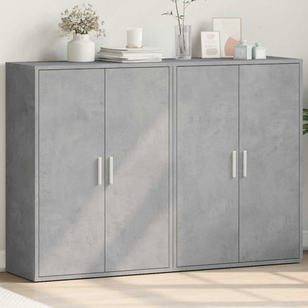 Komoda 2 kom siva boja betona 60x31x84 cm konstruiranog drva