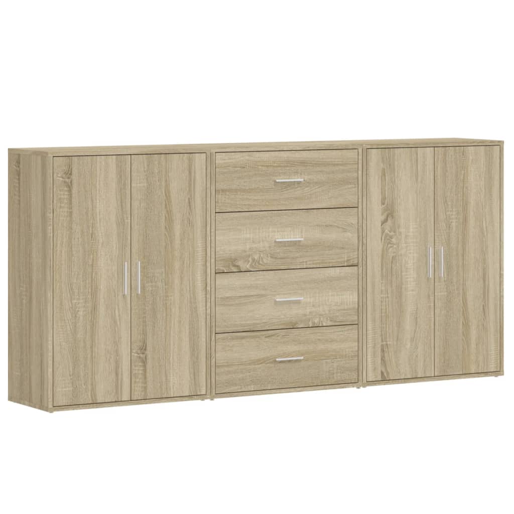 Komoda 3 kom boja hrasta sonome 60x31x84 cm konstruiranog drva
