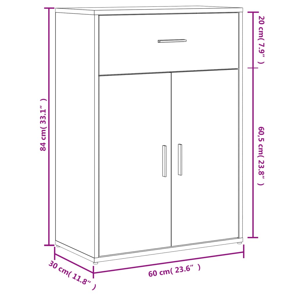 Komoda 2 kom boja hrasta sonome 60x30x84 cm konstruirano drvo