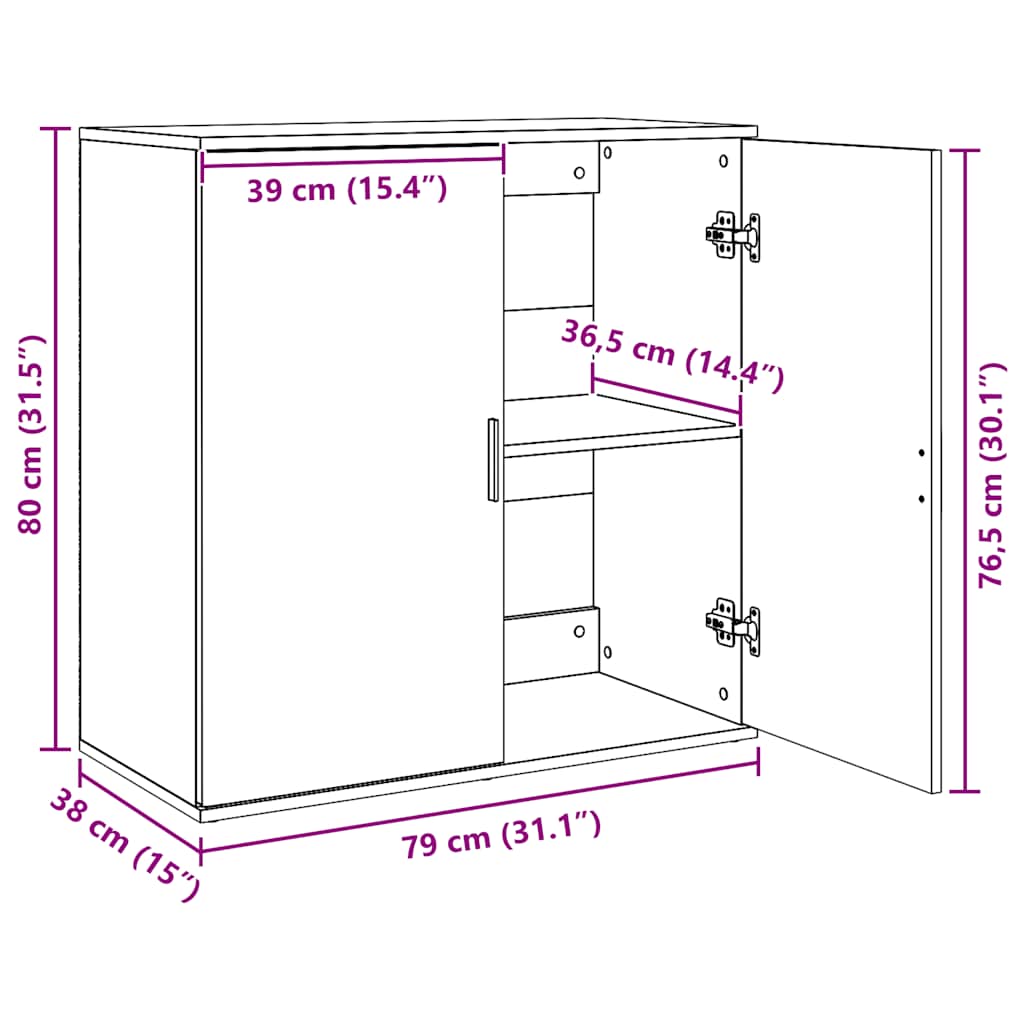 Komoda 2 kom boja hrasta sonome 79x38x80 cm konstruiranog drva