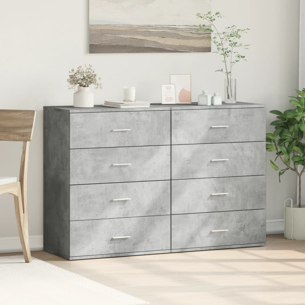 Komoda 2 kom siva boja betona 60x39x80 cm od konstruiranog drva