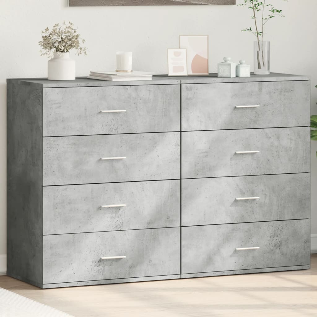 Komoda 2 kom siva boja betona 60x39x80 cm od konstruiranog drva