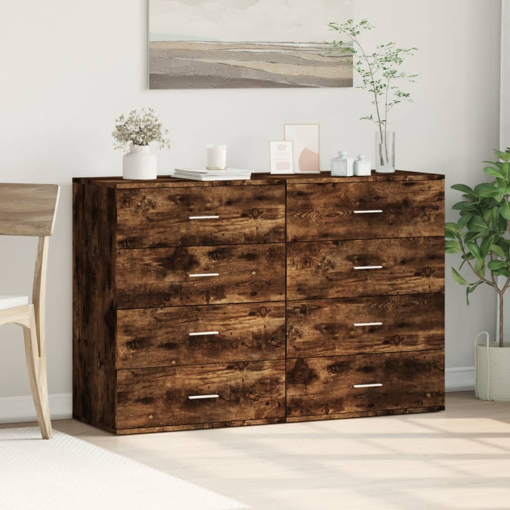 Komoda 2 kom boja dimljenog hrasta 60x39x80cm konstruirano drvo