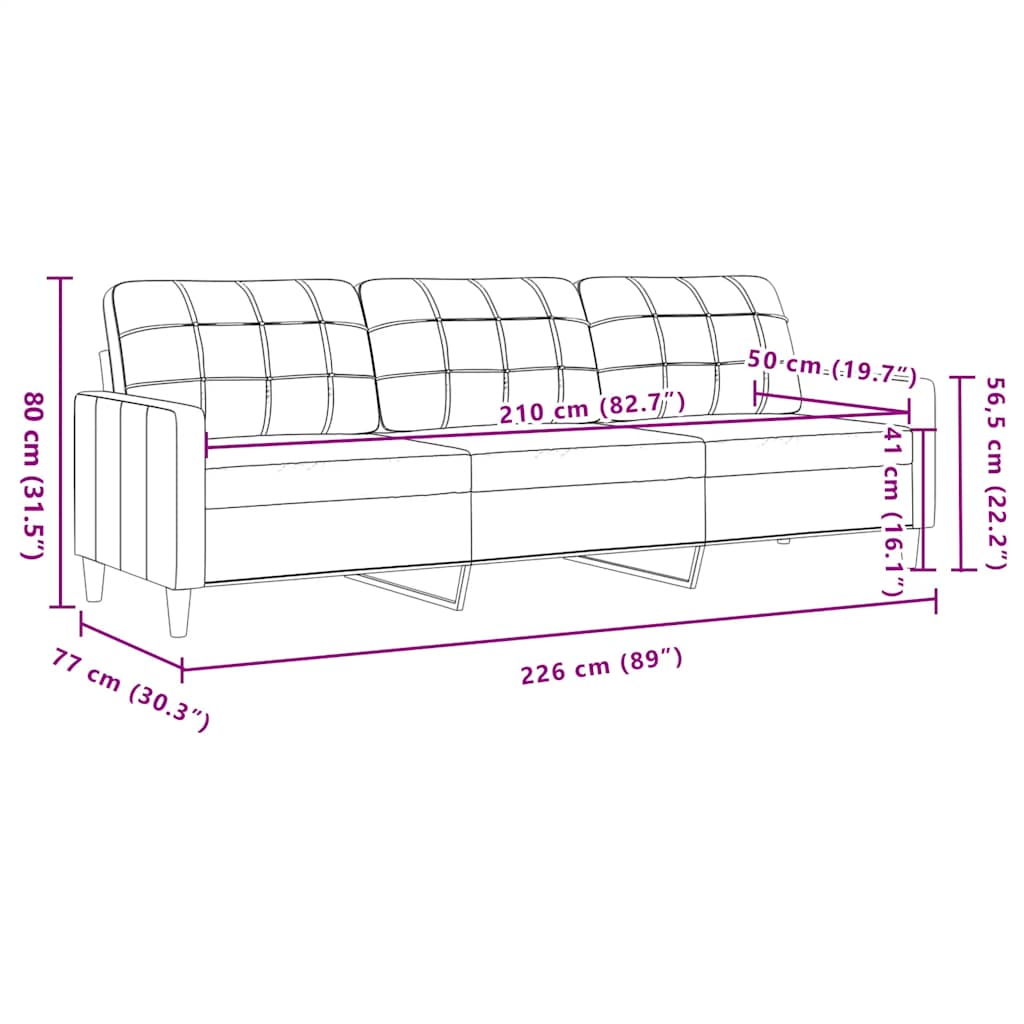 Trosjed od tkanine crvena boja vina 210 cm