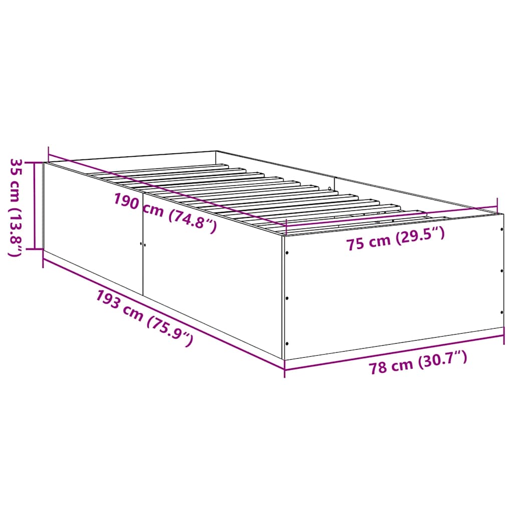 Okvir za krevet bijeli 90x190 cm konstruirano drvo