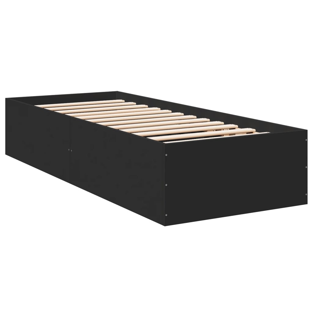 Okvir za krevet crni 75 x 190 cm od konstruiranog drva